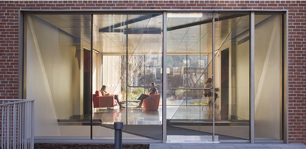 Fig. 1   P-131317, 2011 | Glass and existing architecture | Total dimensions variableBrown University Cognitive Science Building | Providence RI, USAPhoto Credit: Warren Jagger | Exterior daytime view