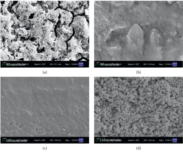 Figure 1 Microstructure of the molten layer at different welding speeds.