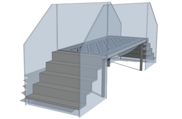 Fig. 1: Render of the design for the glass-to-concrete (G2C) pedestrian bridge.