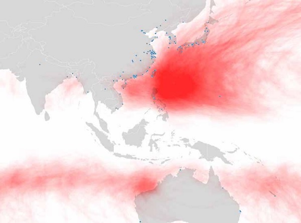 Figure 1 Tall buildings and past typhoon events.