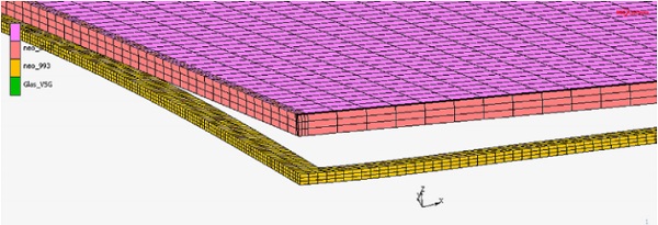 Figure 21: Full scale FE model at pre-cold-bending stage, detail