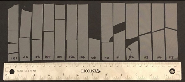 Figure 22: Bending test specimens after test