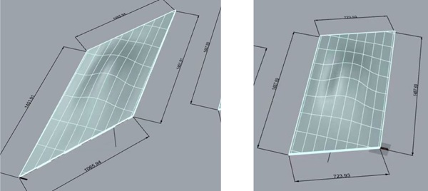 Fig. 22 & 23: Single glass panel geometry (3D rendering impression).