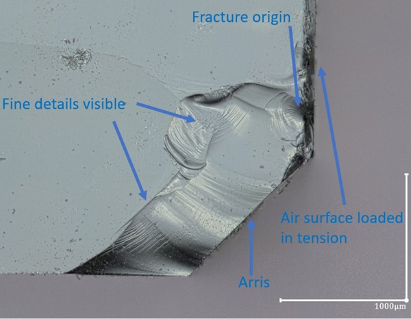 Fig. 24: Fracture surface with balanced angled reflected and transmitted lighting, composed image 400X, 2D image produced from 3D picture.