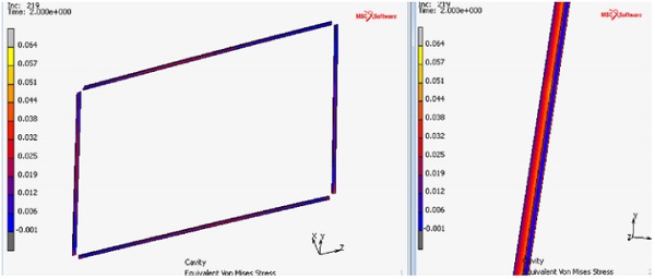 Figure 25: FE analysis stress plot of primary seal (Van Mises stress) for load case 1, excluding corner cut-out areas