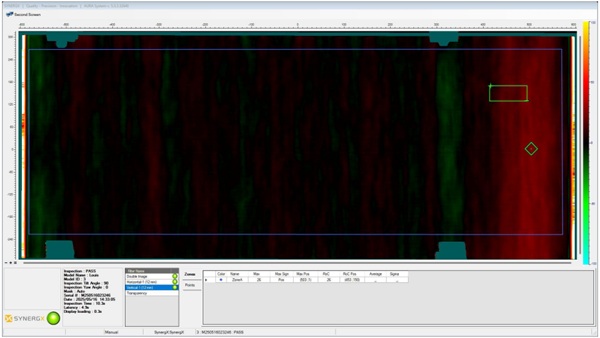 Fig. 25 - Automotive vertical distortion scan shows the same distortion band in the right of the lami.