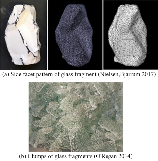Fig. 2 The irregular side facet pattern and interlocked clumps of tempered glass fragments.