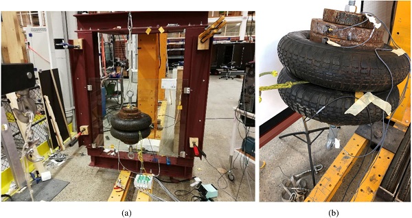 Fig. 2. Experimental set-up for glass impact tests (a) and impactor (b).