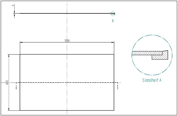 Fig. 3 Sketch of the L-shaped joint of a solar thermal collector.