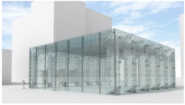 Figure 3. Rendering image of the Travi Vitree Tensegrity (TVT) Pavilion.
