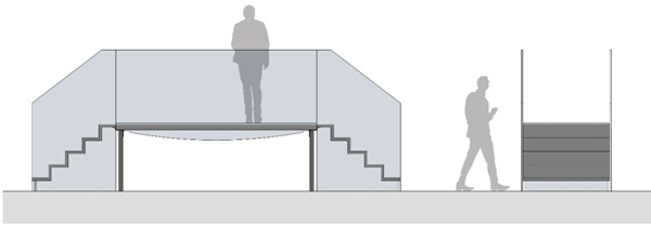 Fig. 3: Elevation views of the G2C pedestrian bridge design.