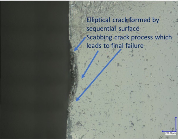 Fig. 40: Fractography of specimen in Figure 39.