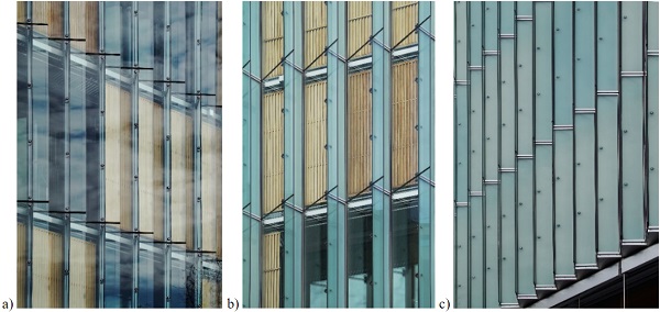 Fig. 4 a) Oskar von Miller Forum (arch. Herzog + Partner, Munich, 2009)viewed from different angles