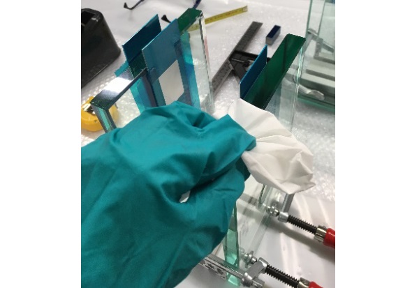 Fig. 4 Cleaning of the substrates before lamination