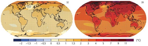 Fig. 4: Change in mean surface temperature, 2081-2100 vs. 1986-2005 (IPCC).