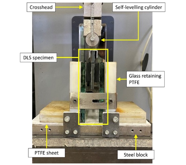 Fig. 4: DLS specimen in UTM during shear test.