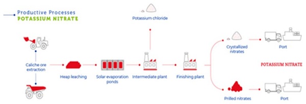 Fig. 4: Production of Potassium Nitrate from mineral extraction.