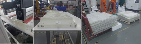 Fig. 4: Four-point bending test of undulated cast glass (82 valid tests in total)