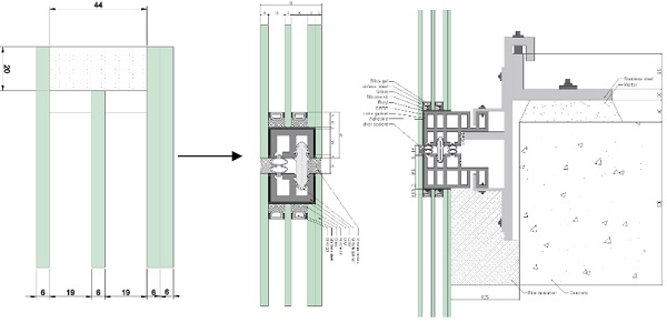 Fig. 5: First version horizontal detail Slim Skins on the left; Final version horizontal and vertical detail Slim Skins in the middle and on the right.