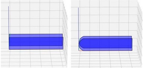Figure 5 Left: Straight glass edge. Right: C-Profile glass edge.