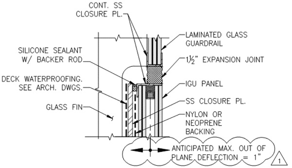 Fig. 5b) Third floor terrace expansion joint detail.