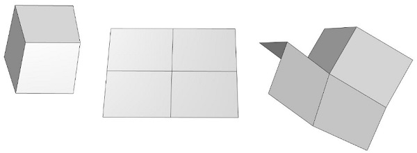 Fig.6 The ‘natural’ geometry for vertices with a) valence 3, b) valence 4 and c) valence 5 or more.