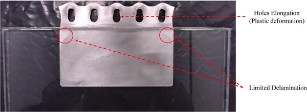 Steel failure at 10 mm/min tested specimens