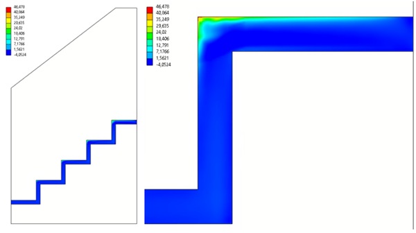 Fig. 6: maximum principal tensile stresses in the adhesive for load combination ULS-2.