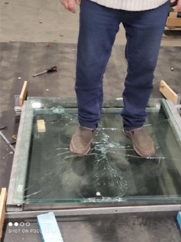 Fig. 7: Demonstration of the residual stability of heatstrengthened panel after multiple impacts on both sides