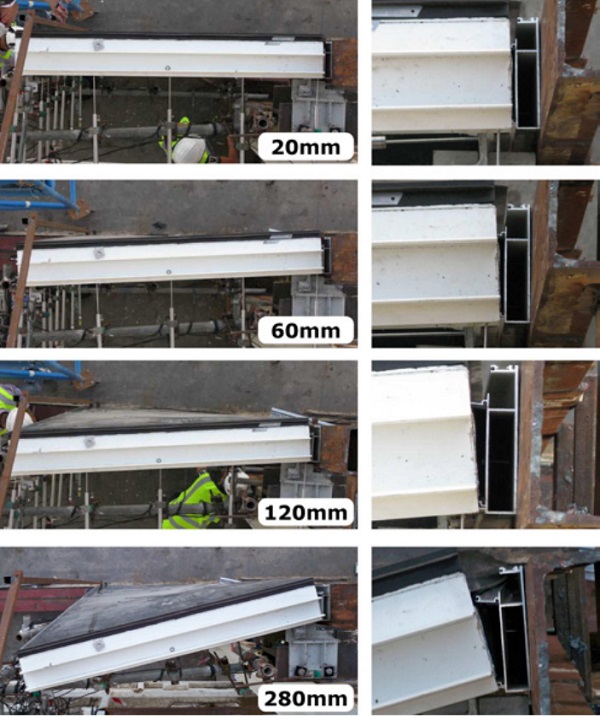 Fig. 08: Shining Towers: Cold-bending test mock-up, cold-bending application, top view