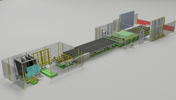 Fig. 8: typical setup from raw glasses to IGU line supply.
