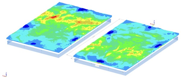 Fig. 8: A representative principal stress distribution within solid 3D FE model (RFEM Dlubal V6)