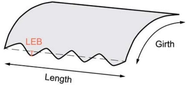 Figure 9 – Local edge bow (LEB) deviation of a curved panel