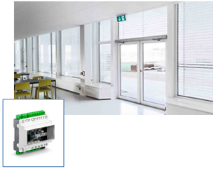 Multifunctional swing door system with 'robust' Powerturn drive. The IO 420 interface module enables GEZE products and systems to be integrated in network solutions with BACnet. Photo: GEZE GmbH