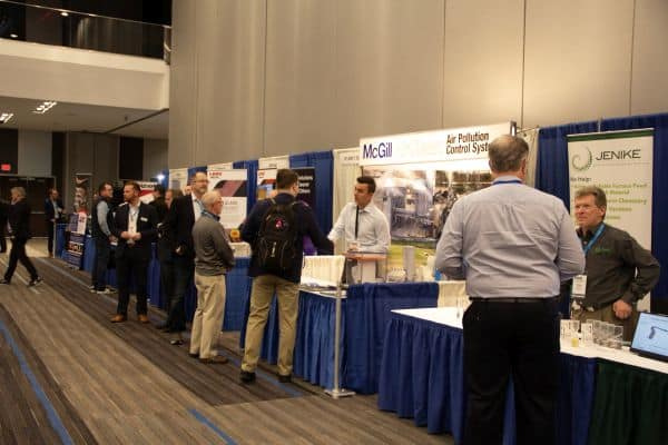 Attendees gathered in the exhibit hall between GPC sessions to network and talk with exhibitors. Credit: ACerS