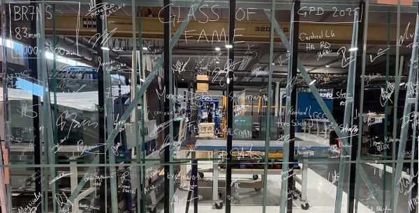 Glaston @GPD 2025, laminated glass | Size: 2,000 X 2,500 mm | Thickness: 83 mm | Producer: FLACHGLAS Wernberg
