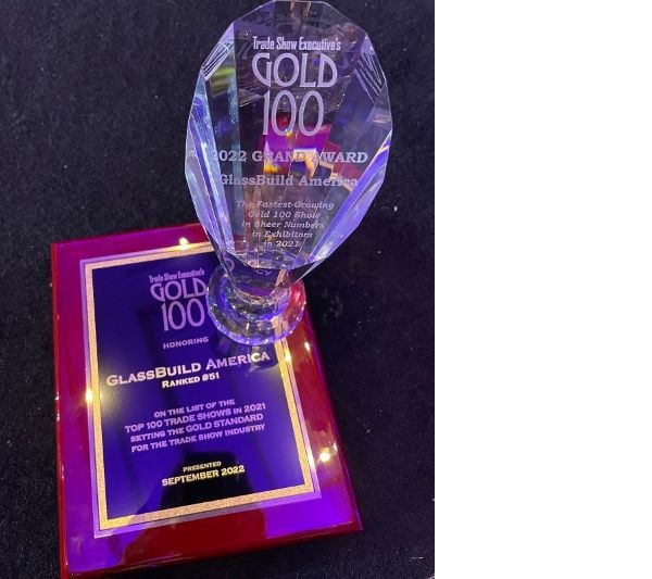 NGA’s Nicole Harris Accepts Trade Show Executive’s 2021 Gold 100 Award for GlassBuild America