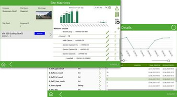 Image 3: Integration of the IoT-capable V-H 150 into HEGLA’s Shopfloor Assistant. All the device’s production statistics, KPIs, parameters, manuals, technical documentation, maintenance intervals, and safety check results can be access easily at any time via a PC or mobile device.