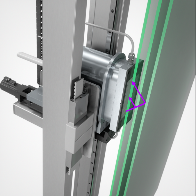 Laser beam traveling through the IGU