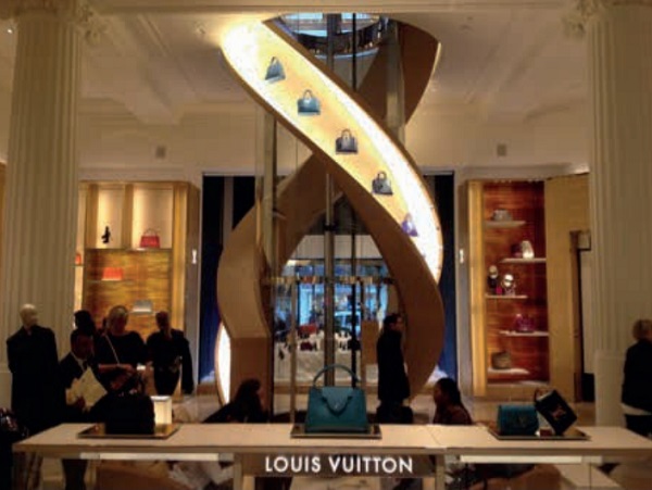 Louis Vuitton's rotating glass elevator at Selfridges Oxford