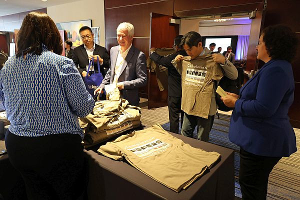 At the end of his lecture, Martin Harmer surprised attendees with shirts featuring a diagram of complexions as well as a list of terms used to describe this concept in the literature. Credit: ACerS