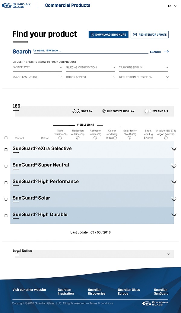 Guardian Glass Europe has launched an online Product Selector