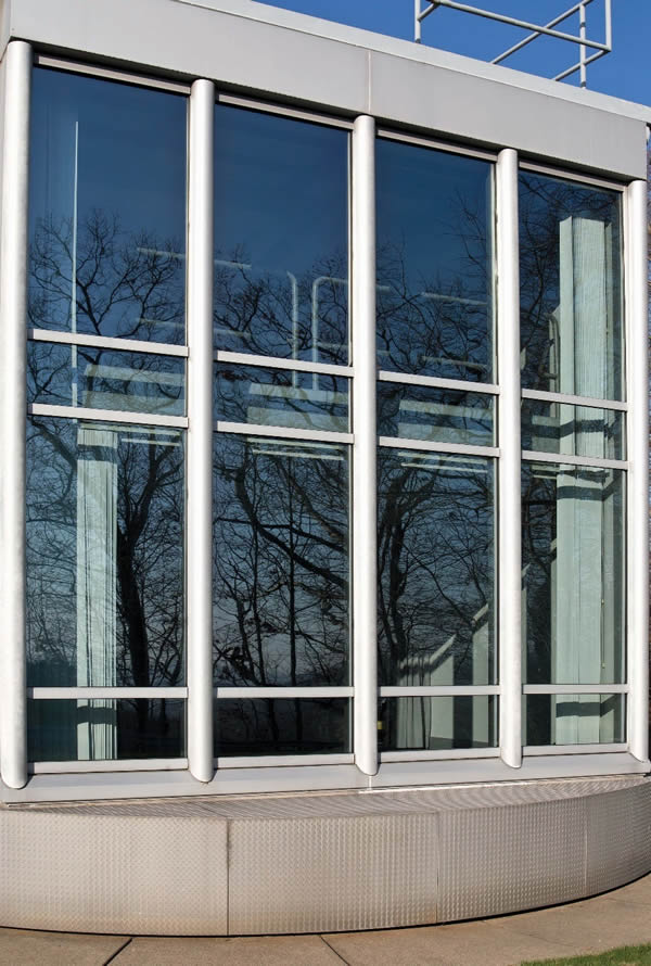The new Solarban R77 low-e coating is available on clear glass (shown), as well as Vitro Glass’s full range of low-iron and tinted glass substrates.