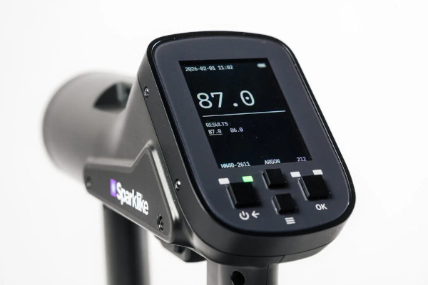 Sparklike Handheld Nova argon measurement results on screen