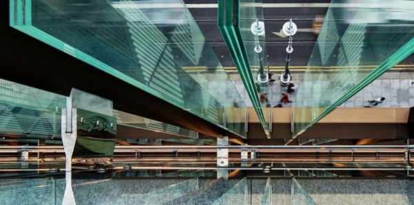 Triple laminated units with printing on all glass panes to create 3D effect