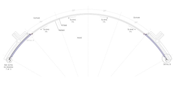 Technical drawing of the 4 doors fully open