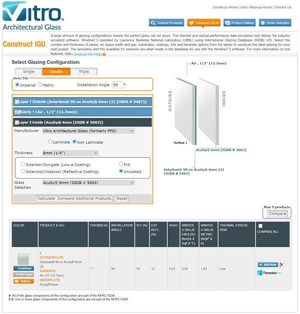 Once glazing data is exported from the Construct tool, FenestraPro can embed the glass configuration’s attributes into any Autodesk Revit model.