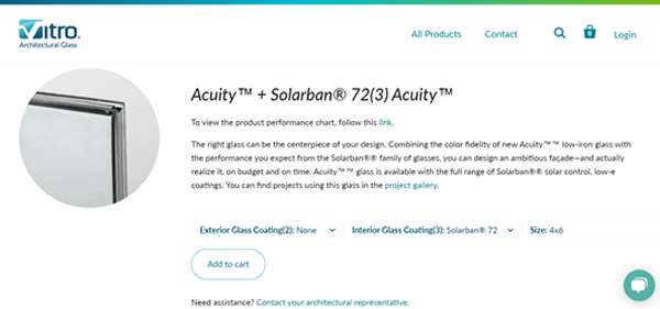 The new sample order system now allows for dynamic configuration of individual glass samples, which lets users customize the surface placement of low-e coatings on Vitro’s full range of glass substrates while selecting 4″ x 6″ or 12″ x 12″ sizes.