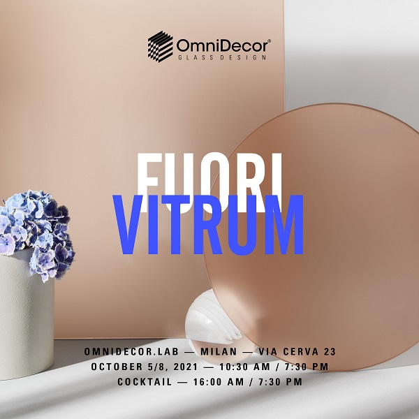OmniDecor product showcase at the Milan showroom during Vitrum 2021