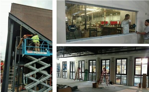 Glazing installation in progress